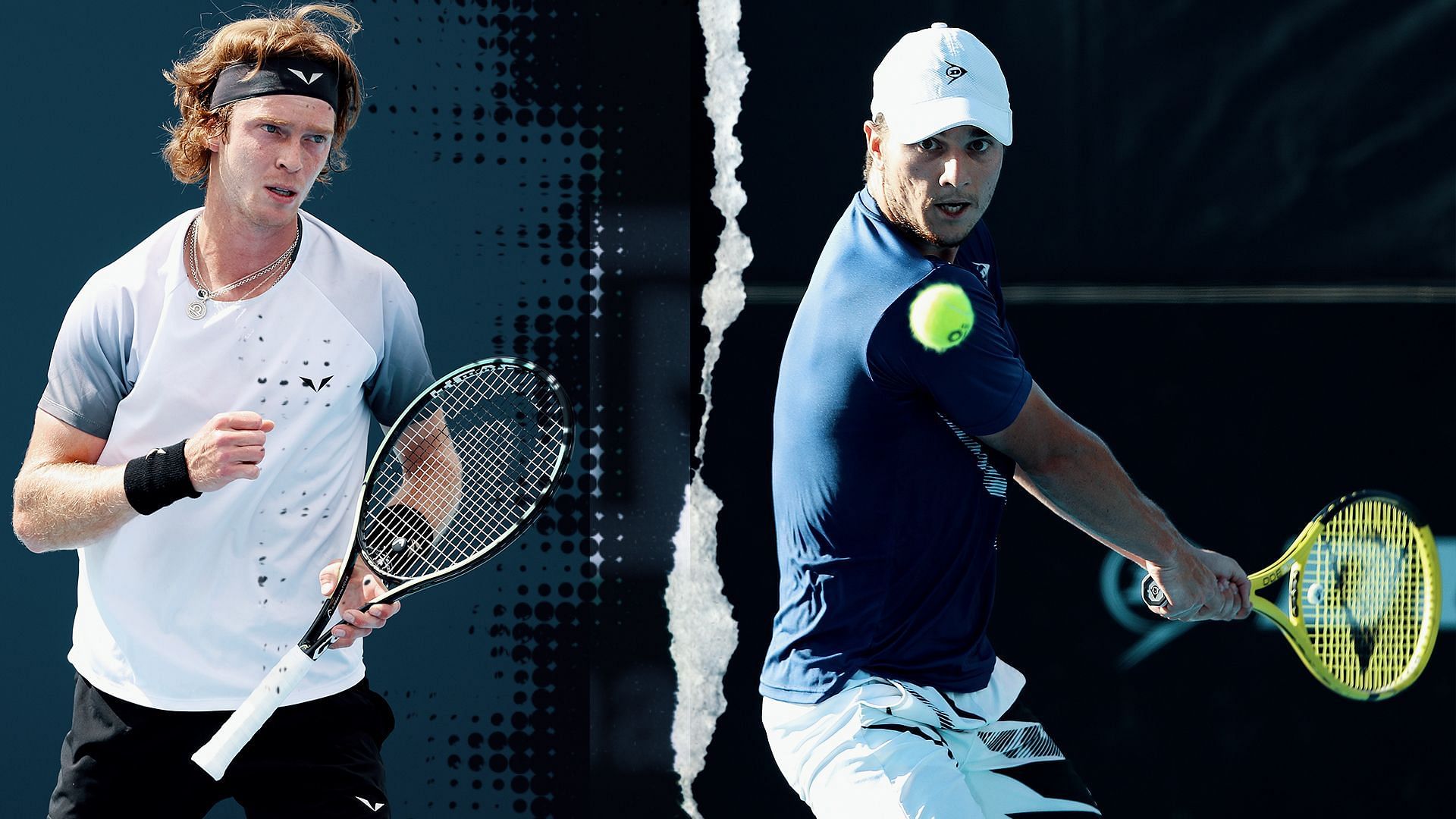 Rublev (left) takes on Kecmanovic in Miami on Sunday.