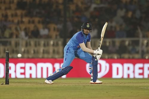 Shafali Verma batting in a T20I against Australia. Pic: Getty Images