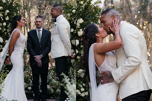 Darren Waller and Kelsey Plum at their wedding ceremony. Source: Kelsey Plum (IG)