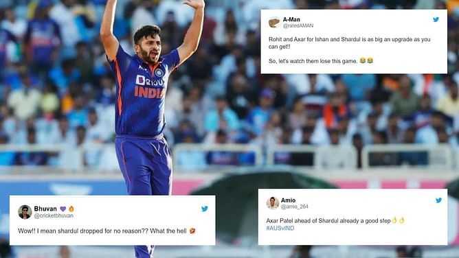 "No Lord, No Party" - Twitterati caught in two minds after Axar Patel replaces Shardul Thakur in 2nd IND vs AUS ODI