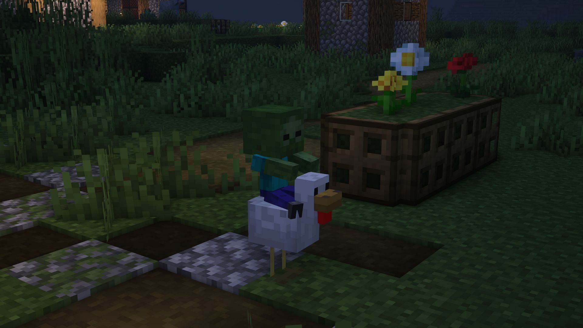 A chicken jockey in Minecraft (Image via Mojang)