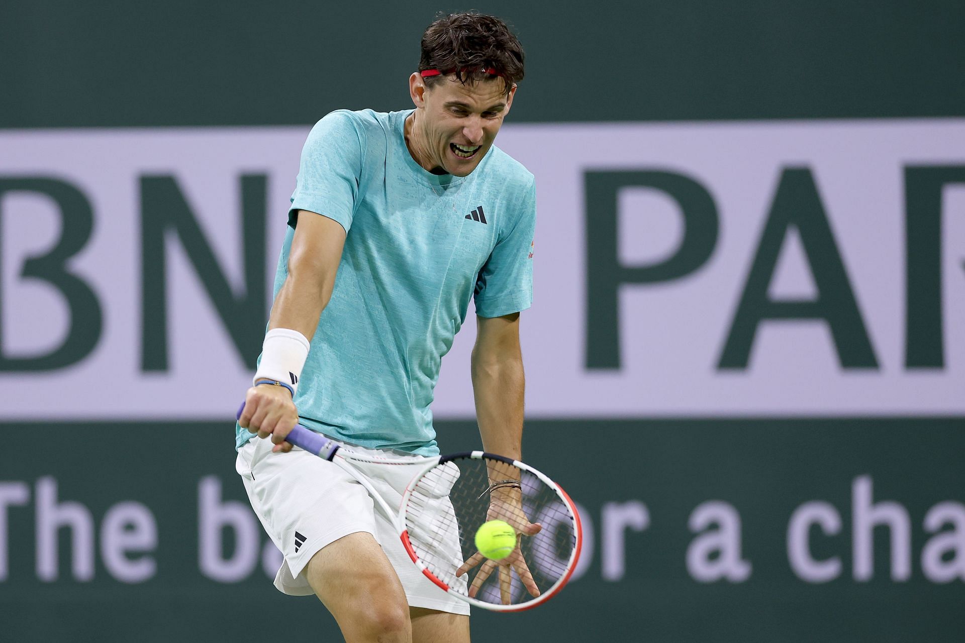 Dominic Thiem in action at Indian Wells 2023.