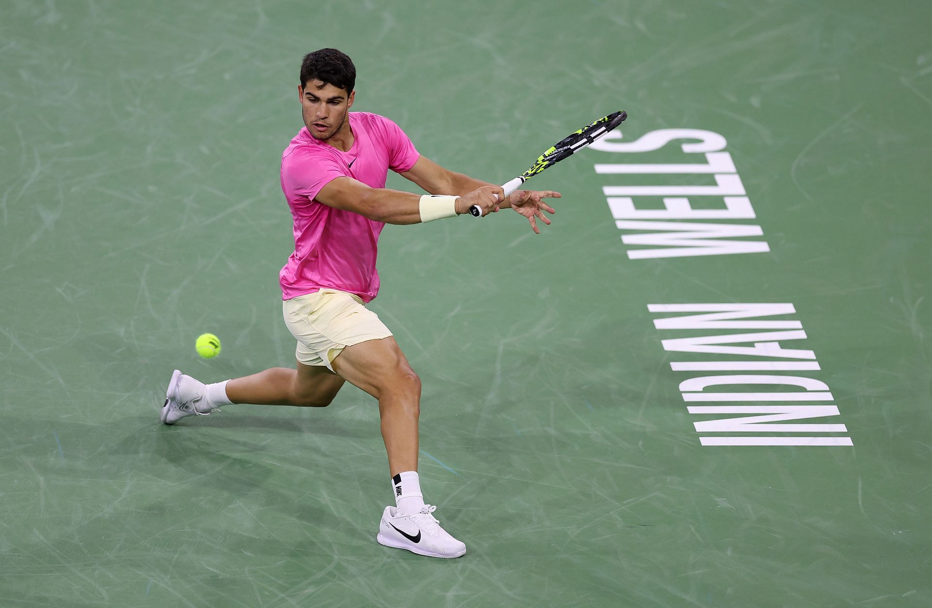 Carlos Alcaraz in action at the Indian Wells Masters