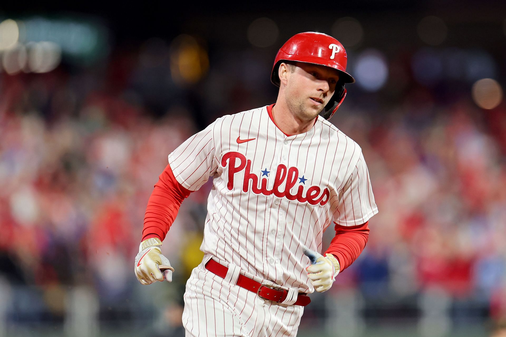 Philadelphia Phillies fans react to Rhys Hoskins being carted off the