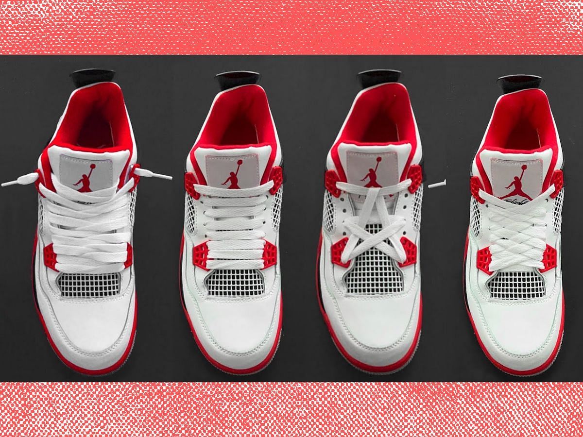 Tricks to tie Air Jordan 4 laces (Image via @SALEX/YouTube)