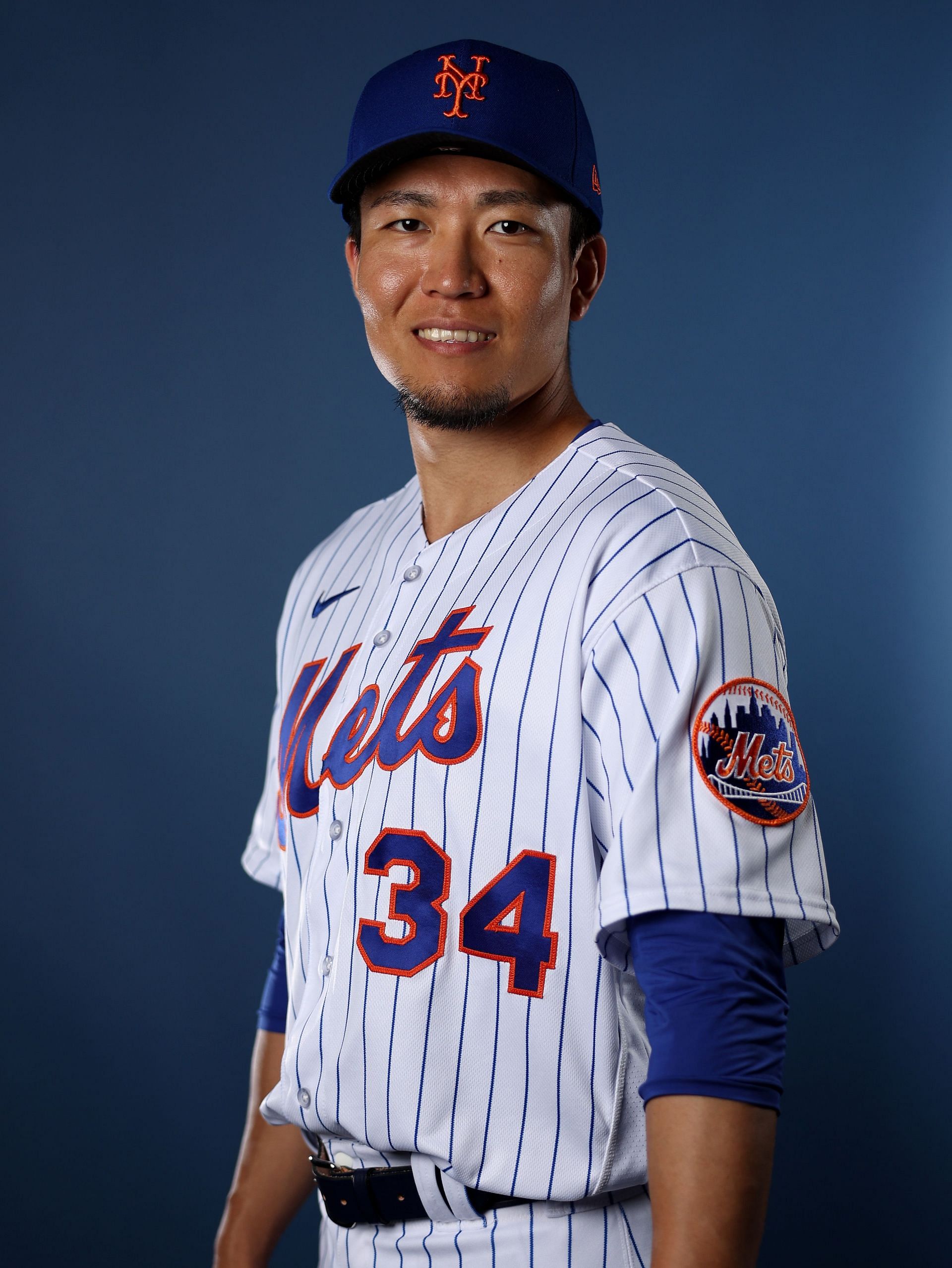 Kodai Senga #34 of the New York Mets poses for a portrait during New York Mets Photo Day