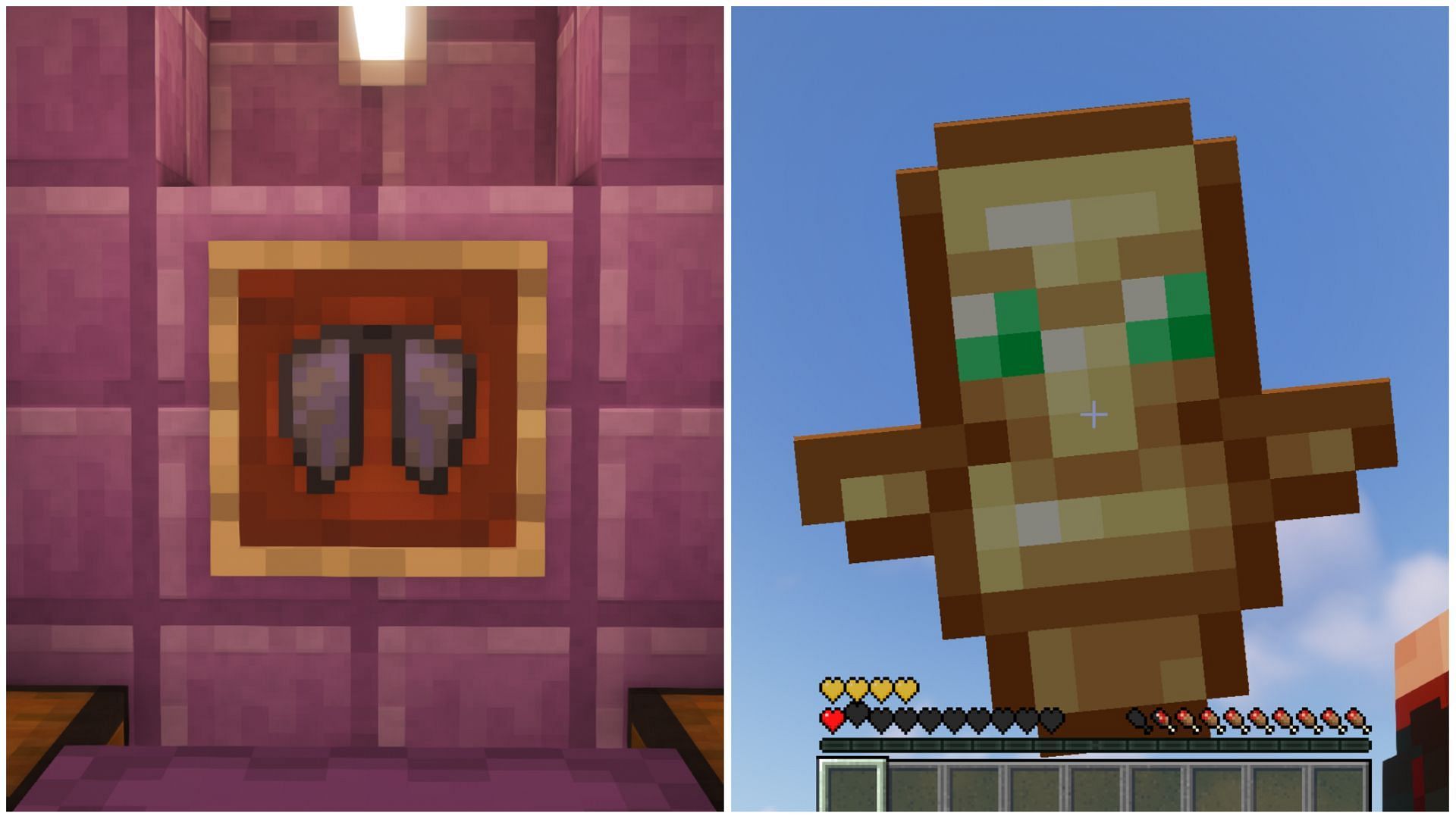 An elytra and a totem of undying in Minecraft (Image via Mojang)