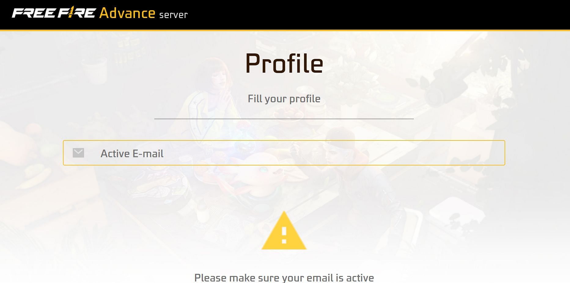 Fill up the required fields to register a profile (Image via Garena)