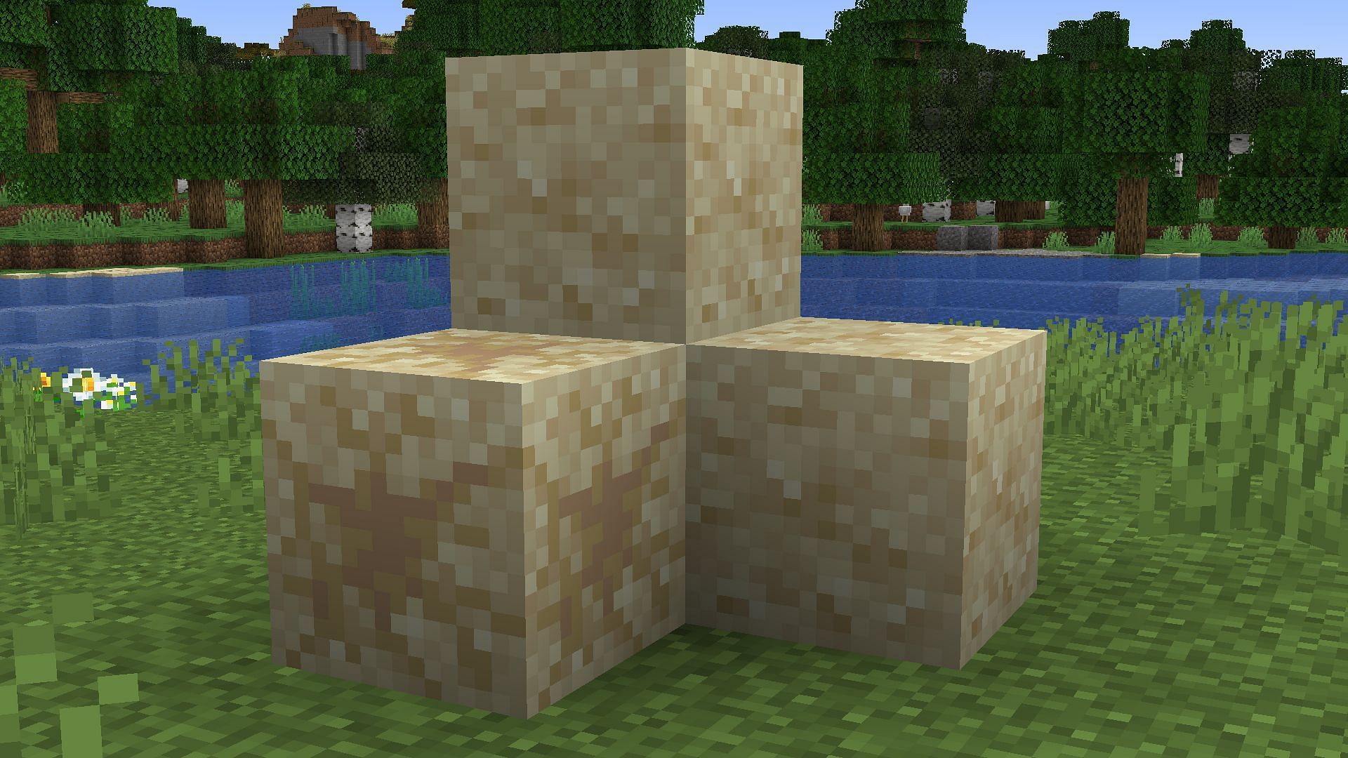 Desert temples and wells will generate new suspicious sand blocks in which pottery shards can be found in Minecraft 1.20 update (Image via Mojang)