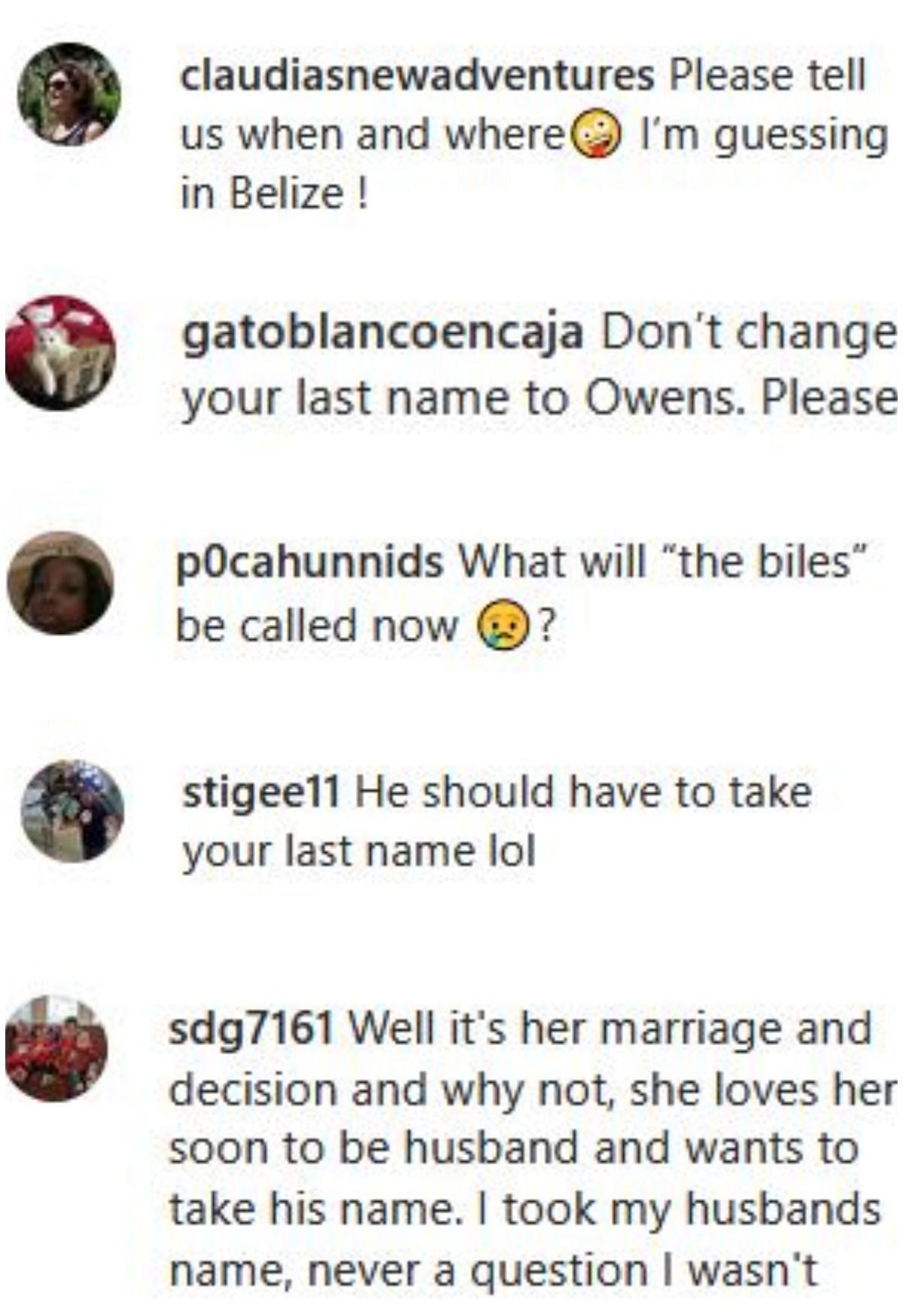 Screengrab of Simone Biles&#039; Instagram comment section