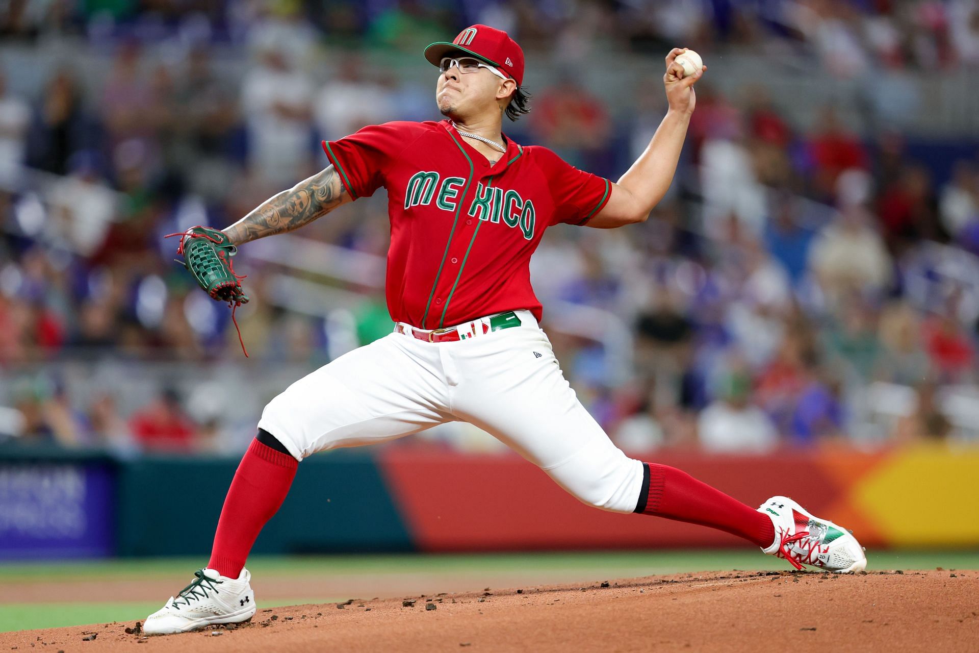 Julio Urias allowed four runs during the first inning against Puerto Rico