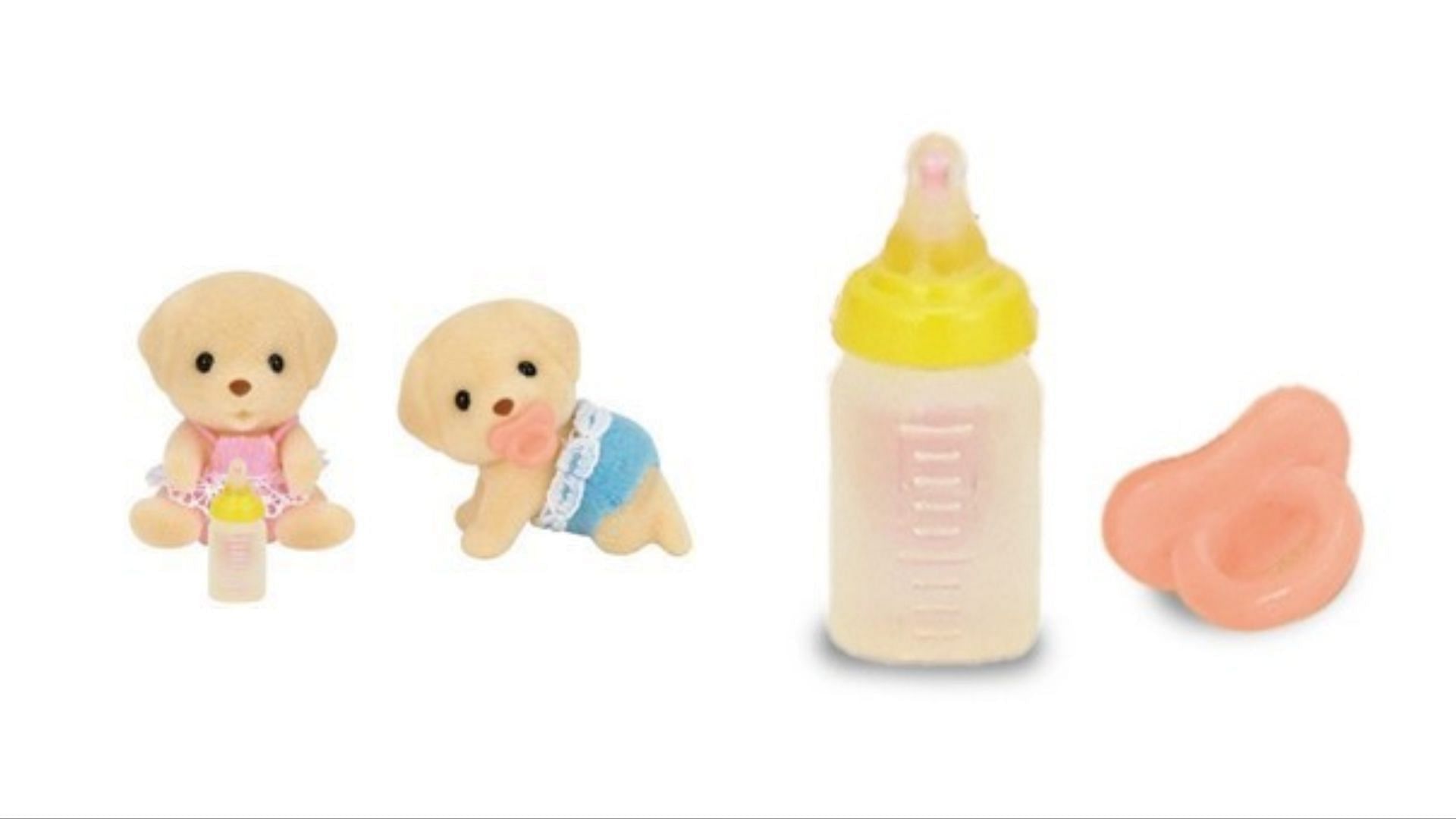 the recalled Calico Critter sets sold with bottle and pacifier accessories can pose life-threatening risks when swallowed by small children (Image via Consumer Product Safety Commission/Epoch Everlasting Play LLC)