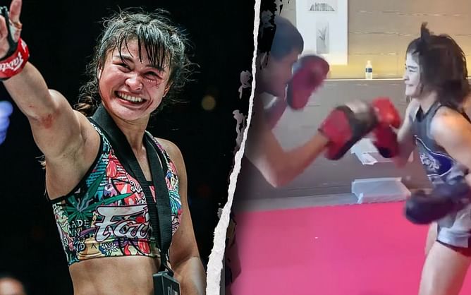 Stamp Fairtex displays the speed and power in her hands