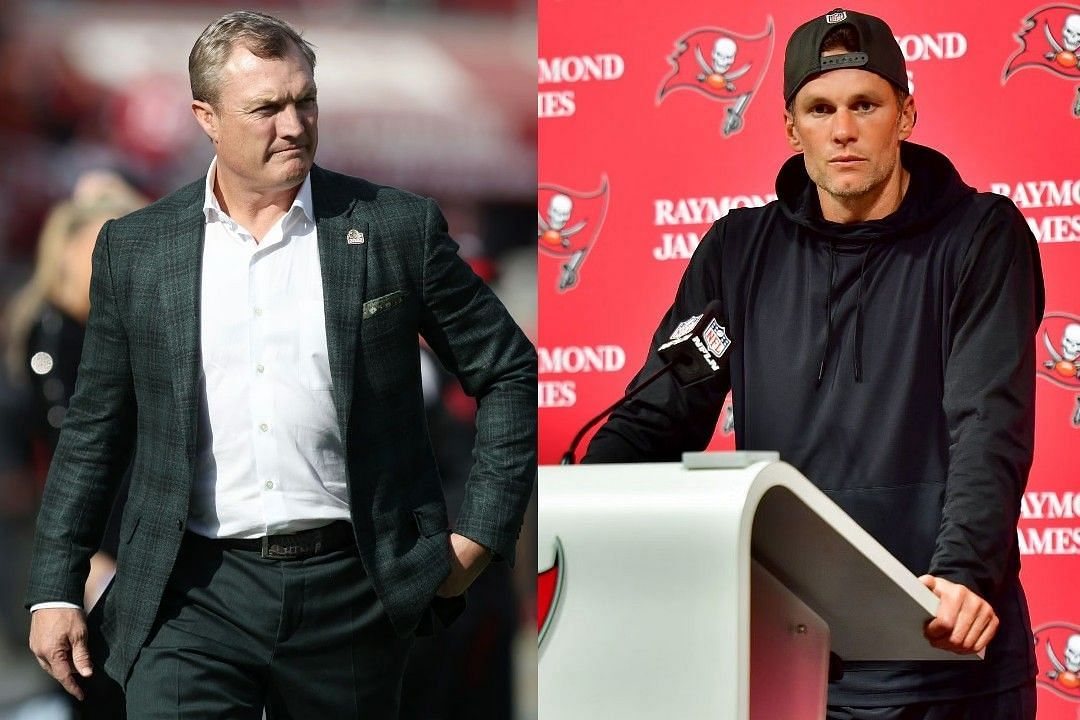 John Lynch, left, Tom Brady, right 