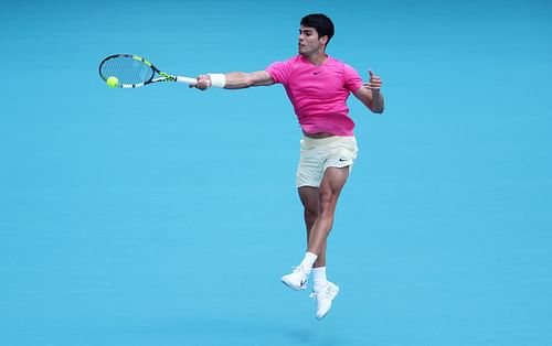 Carlos Alcaraz in action at the Miami Open