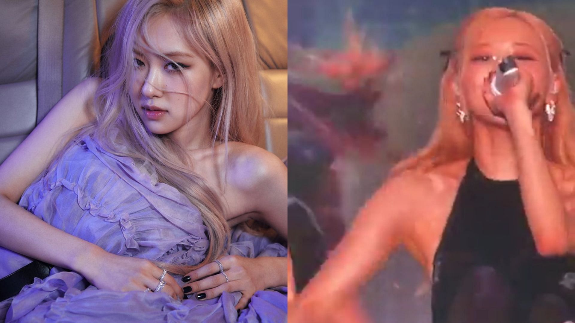 BLACKPINK&rsquo;s Ros&eacute; earned praise for handling a wardrobe malfunction situation so professionally (Image via Twitter/@AboutMusicYT @rosedailypics)