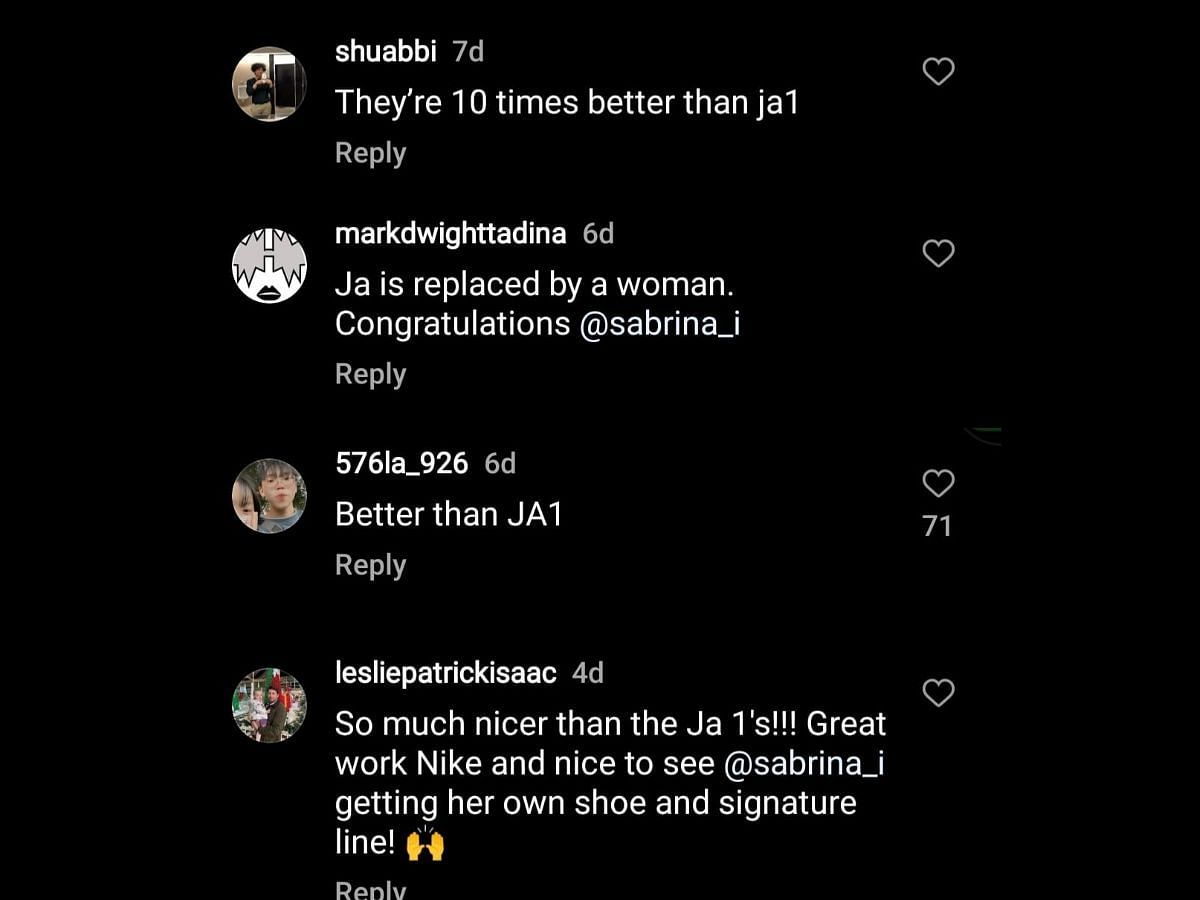 Fans appreciate the Sabrina 1 more than recently released Ja 1 sneaker model (Image via Sportskeeda)