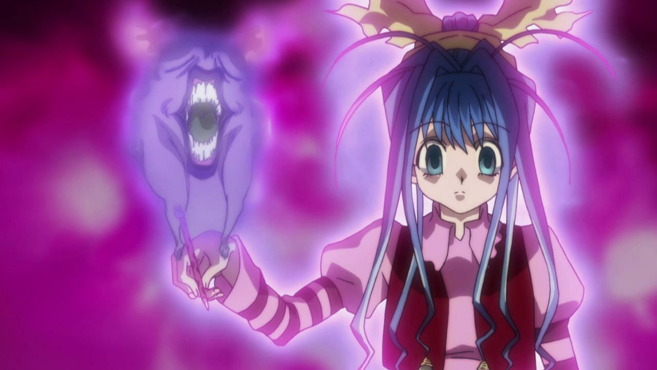 Neon Nostrade using Lovely Ghostwriter in the &#039;Hunter x Hunter&#039; anime (Image via Madhouse)