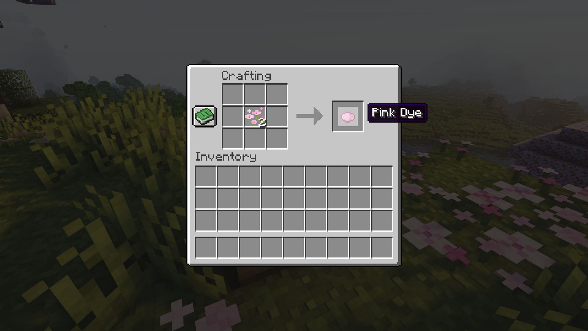 Crafting pink dye from petals (Image via Mojang)