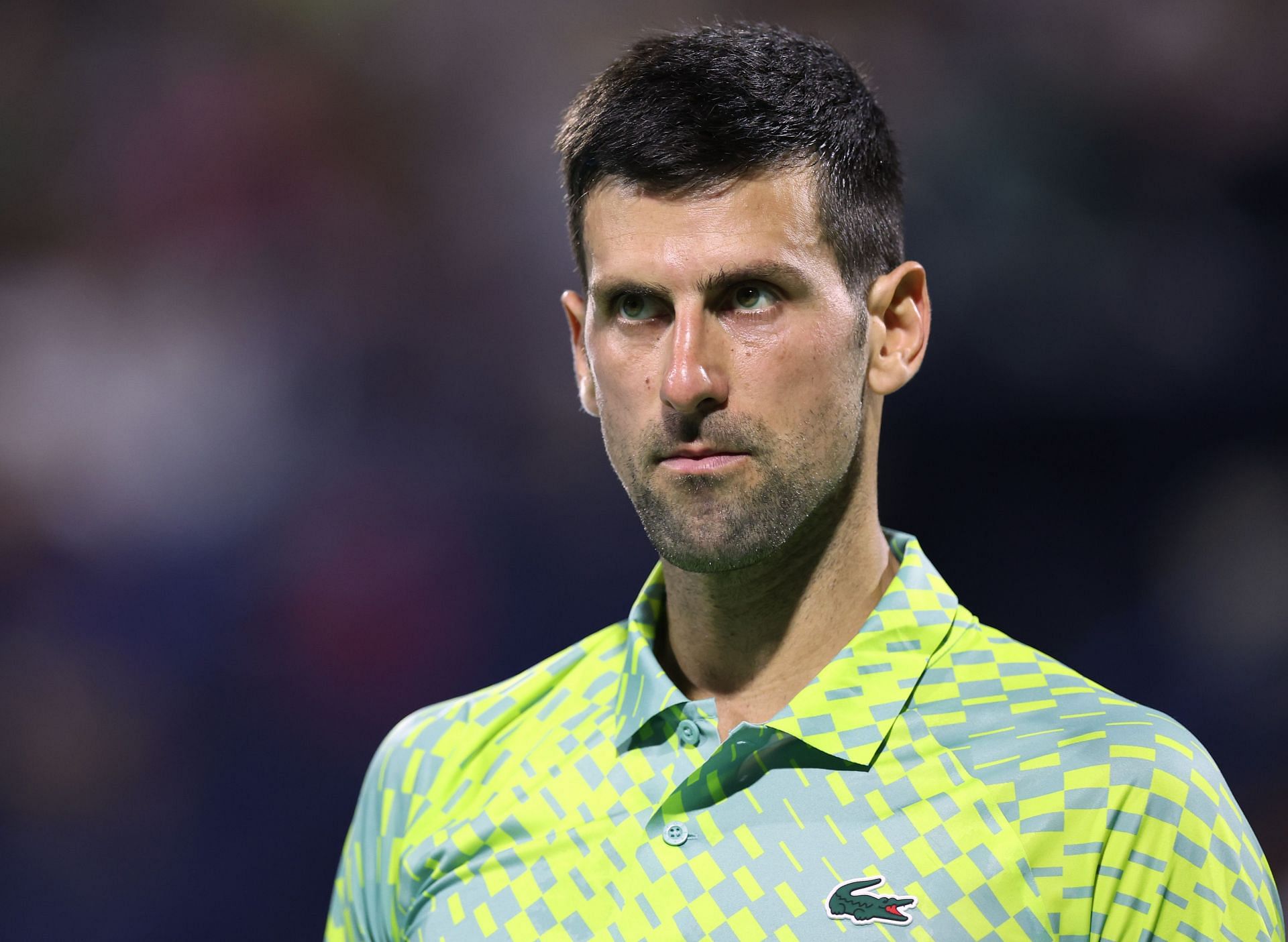 Novak Djokovic pictured at the 2023 Dubai Duty-Free Tennis Championships.