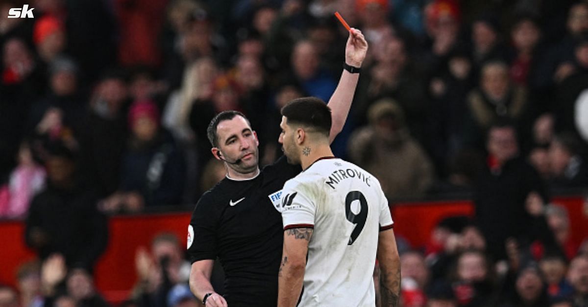 Aleksandar Mitrovic received a red card against Manchester United. 