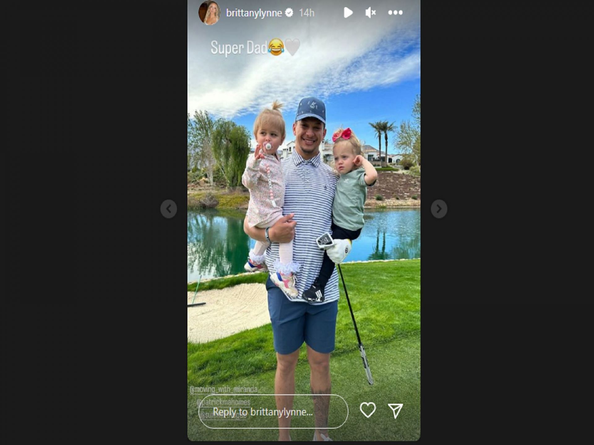 Super Bowl MVP and kids at golf course - Courtesy of Brittany on Instagram