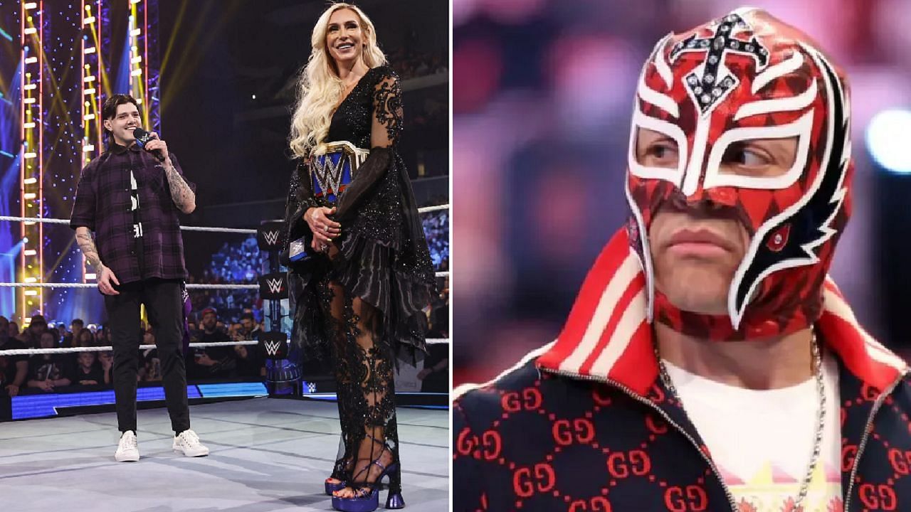 Charlotte sharing the ring with Mysterio