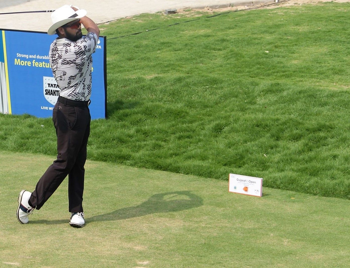 Aman Raj in action during Gujarat Open Golf Championship in Ahmedabad. Photo credit Aditi Srivastava