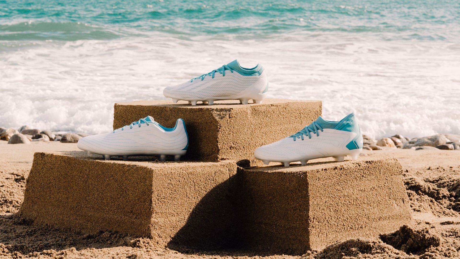 The newly launched Adidas x Parley for the Oceans collaboration features the first football pack made to reduce plastic waste. (Image via Adidas)