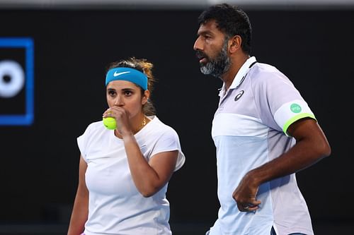 Rohan Bopanna with Sania Mirza at the 2023 Australian Open