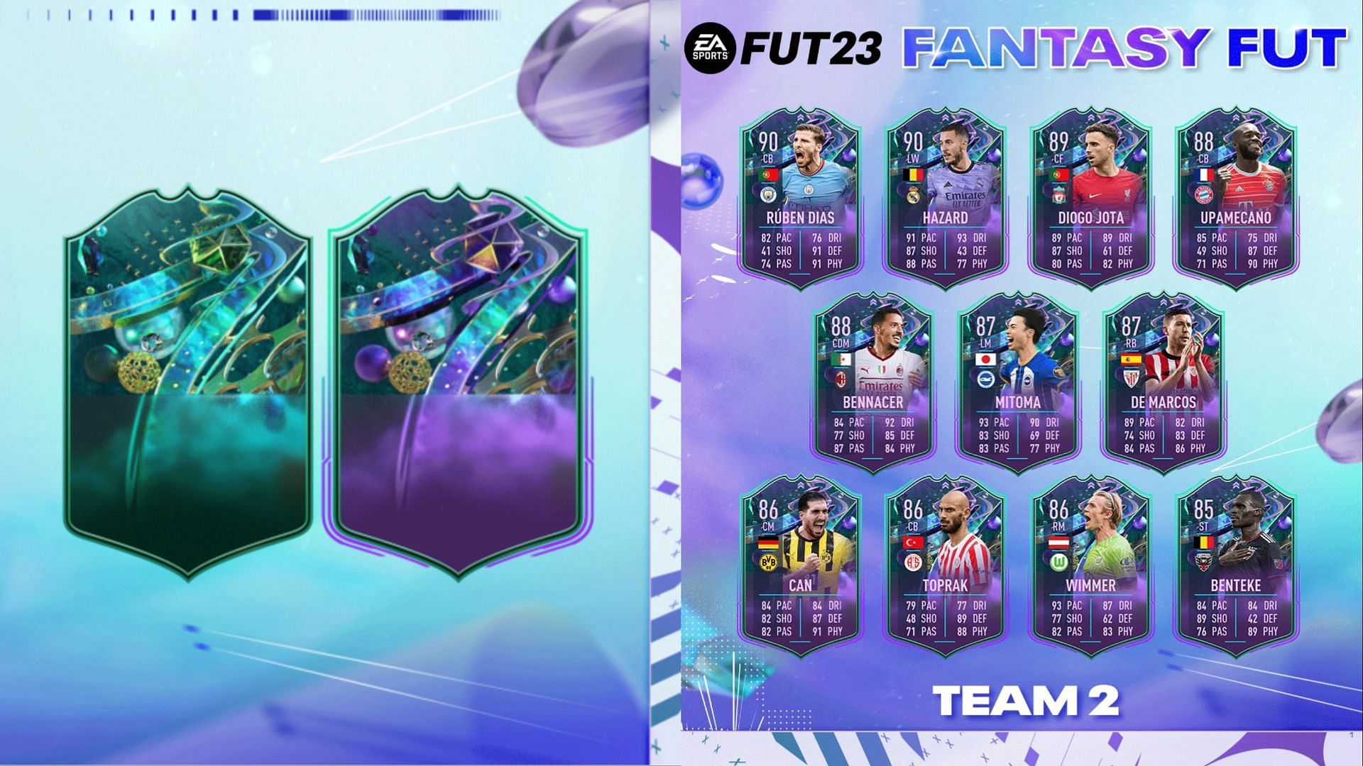 Eden Hazard and Ruben Dias are certainly the biggest names on the FIFA 23 Fantasy FUT Team 2  (Images via EA Sports)