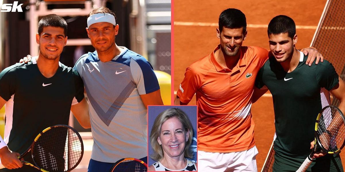 Chris Evert expresses excitement to see Carlos Alcaraz face off against Rafael Nadal and Novak Djokovic.