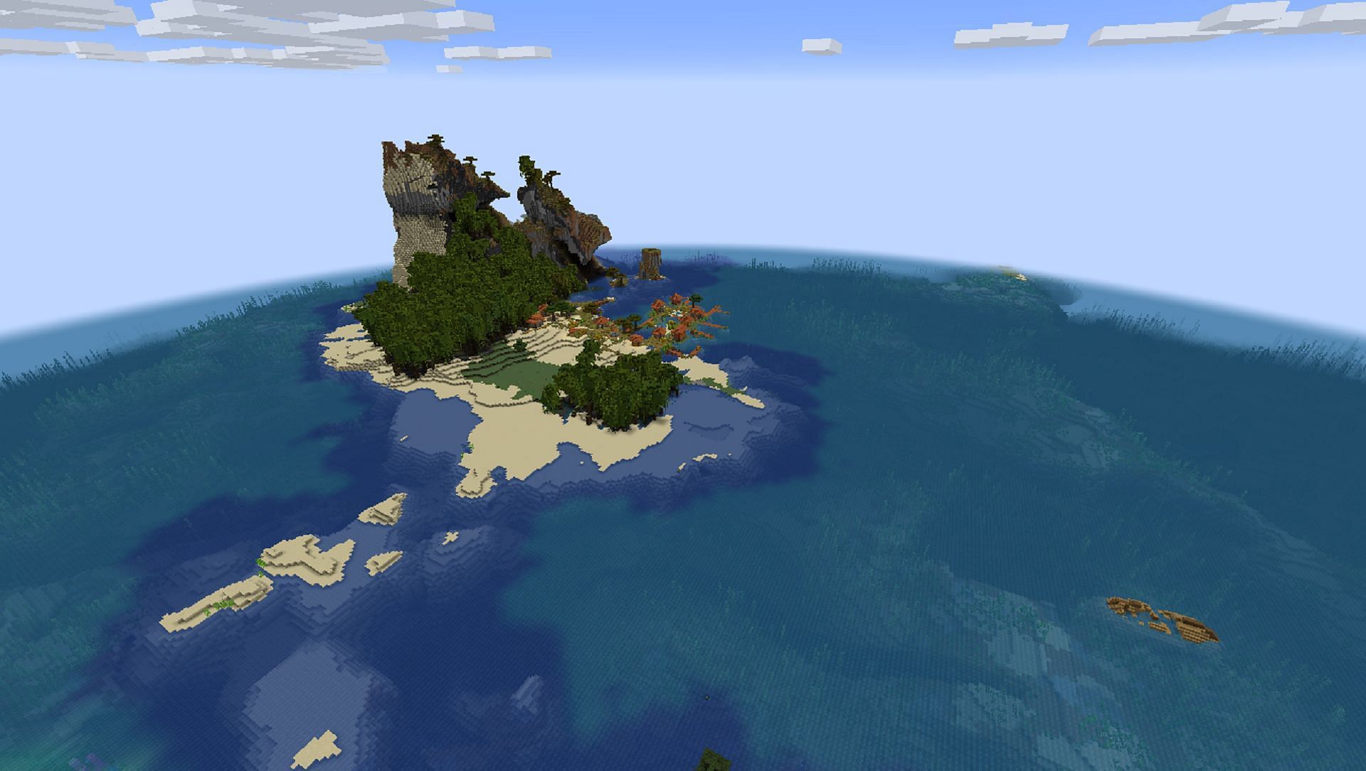 This cozy island is only the beginning of this seed&#039;s bounty (Image via Mojang)