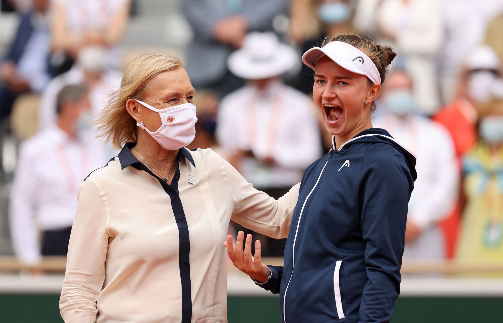 Barbora Krejcikova and Martina Navratilova at the 2021 French Open
