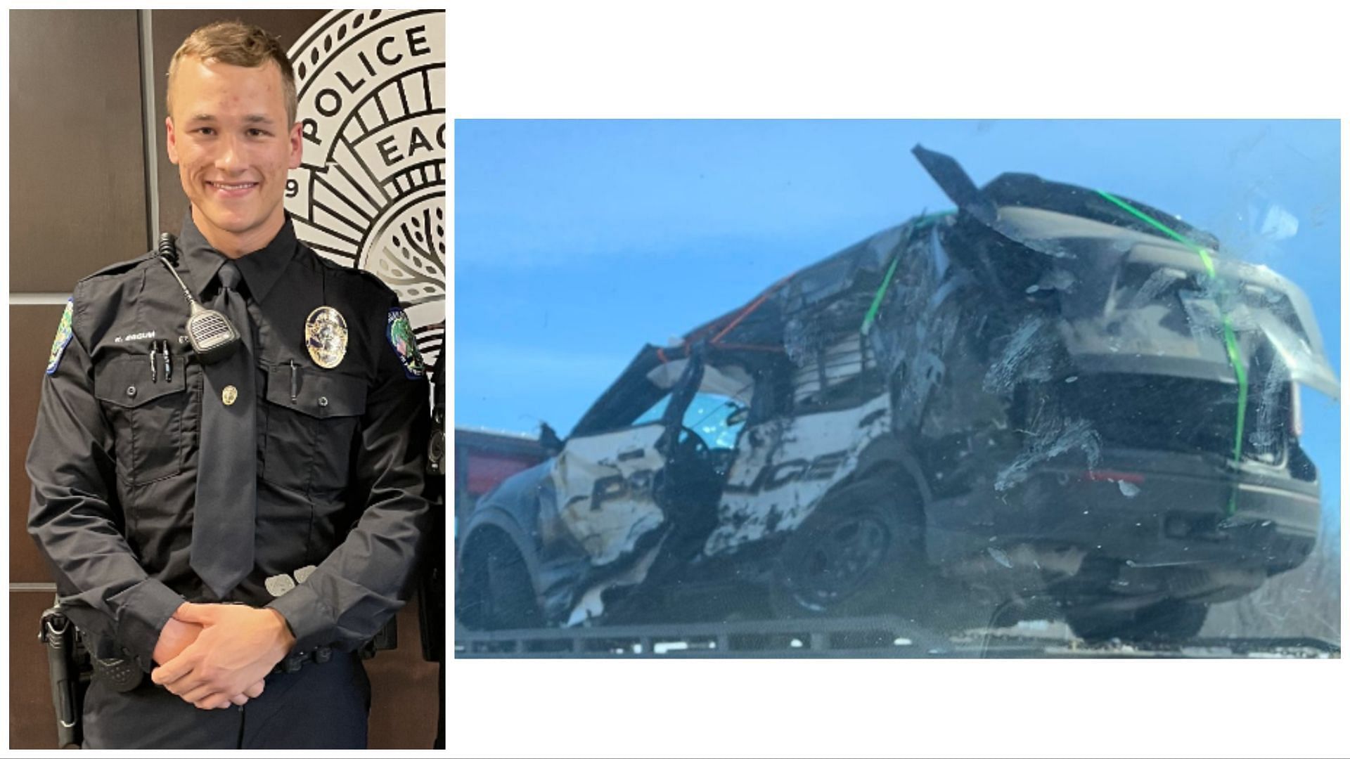 Kade Eggum in Police Car Crash (Image via Twitter/CrimeWatchMpls &amp; EaganPolice)