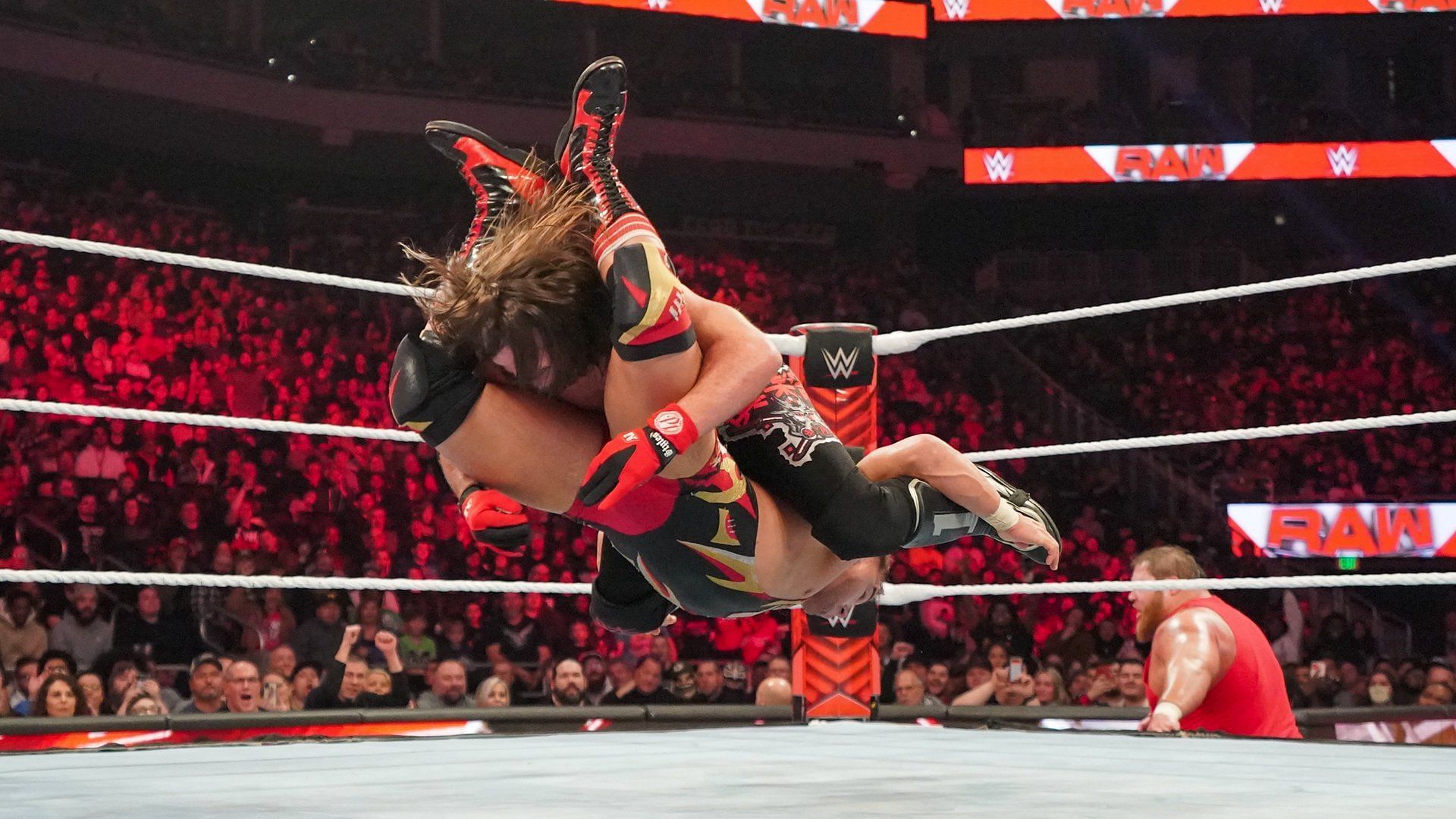 AJ Styles hitting The Styles Clash