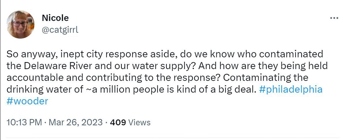 A comment reacting to the water crisis (Image via Twitter /@StephHoover8)