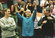 Andre Agassi (C) and Brad Gilbert (R)