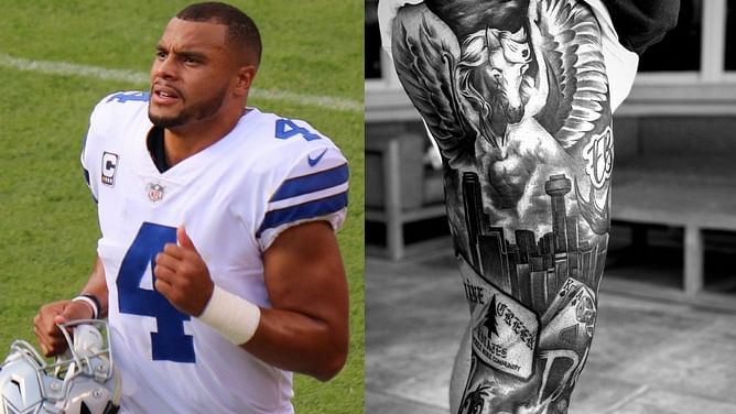 In Photos: Cowboys stars Dak Prescott shows off massive new leg tattoo