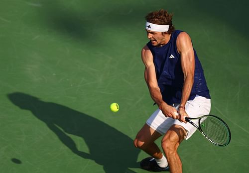 Alexander Zverev in action in Dubai