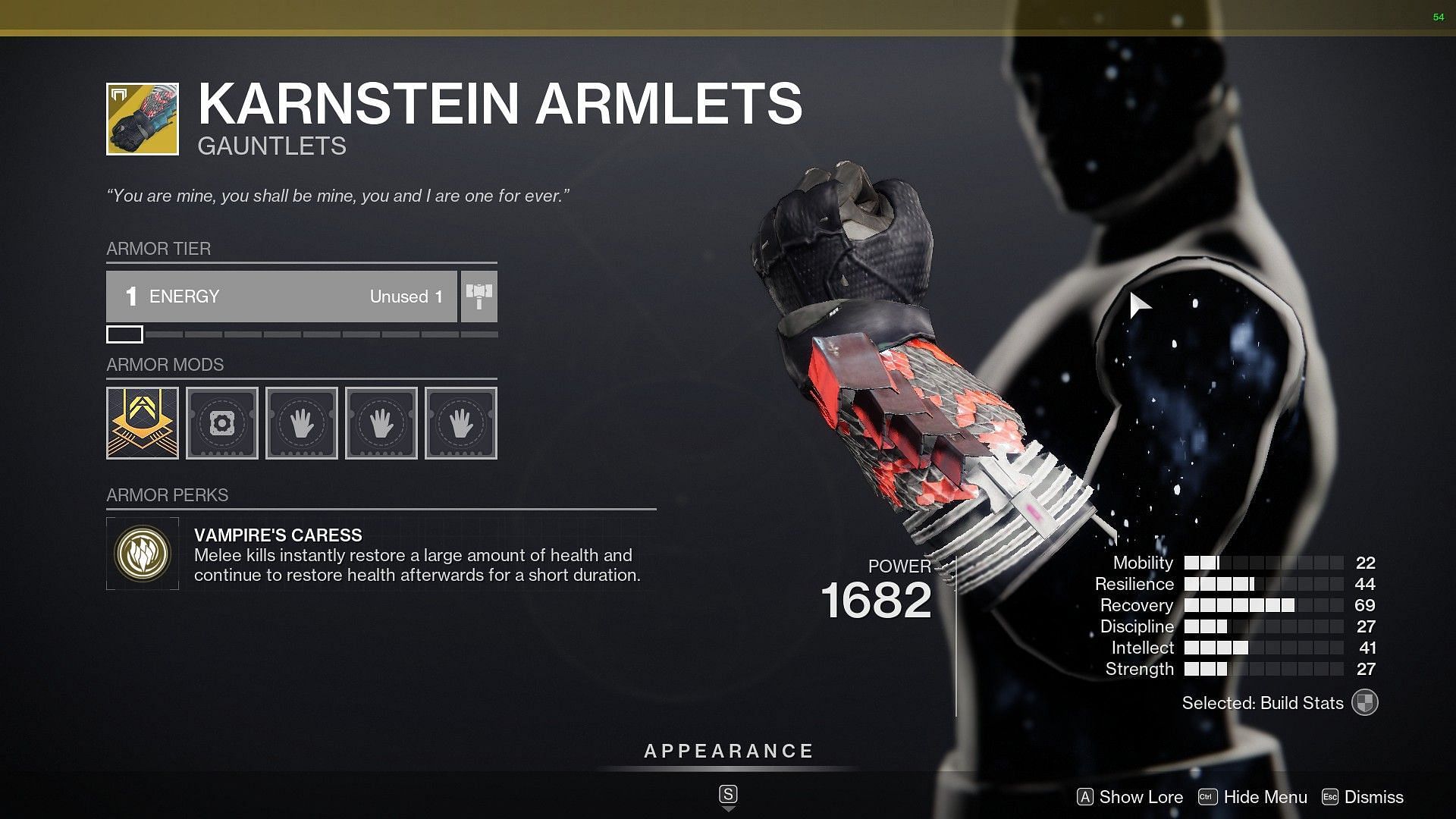 Karnstein Armlets (Image via Bungie)