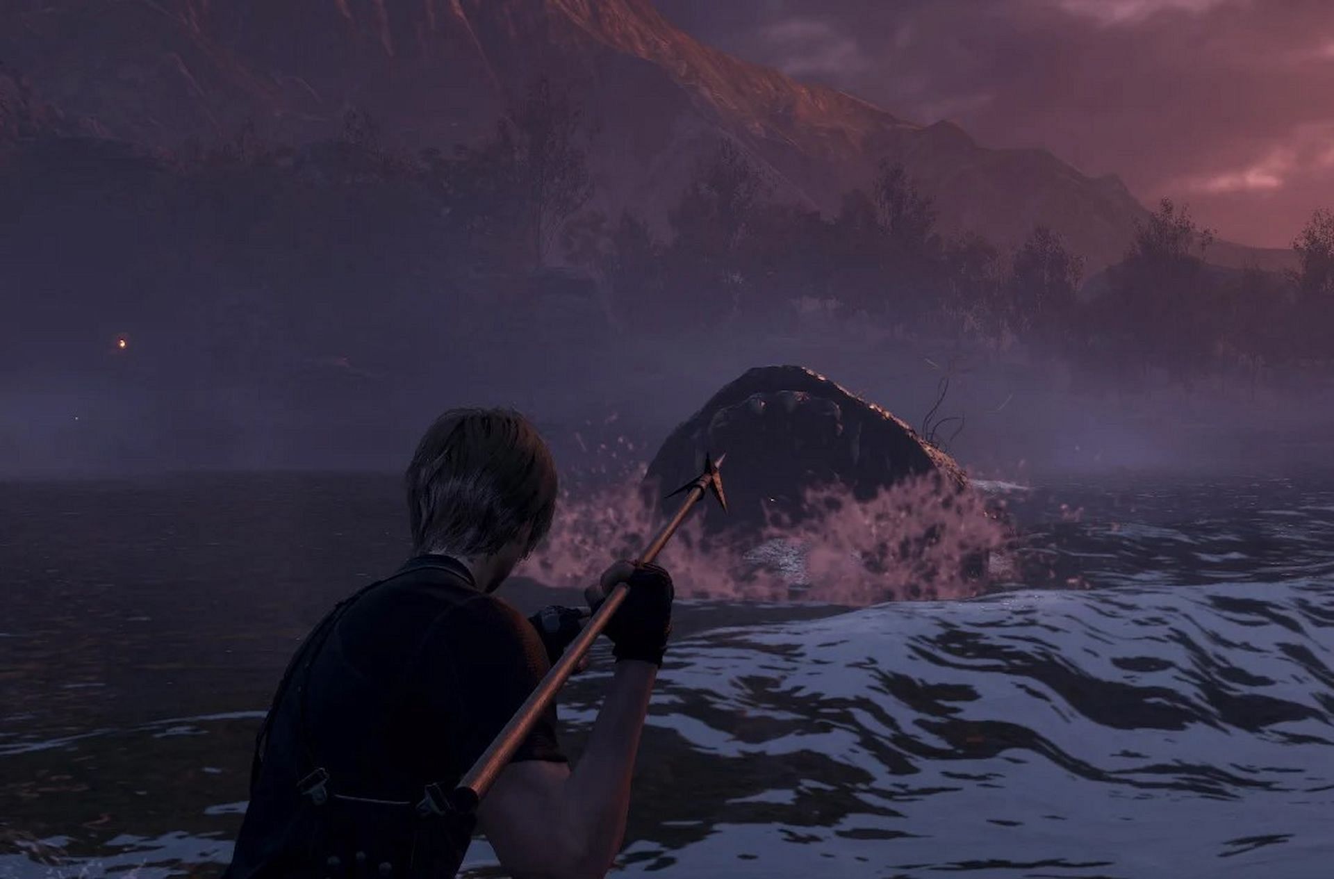 Del Lago lake monster can be defeated using harpoons in Resident Evil 4 remake (Image via Capcom)