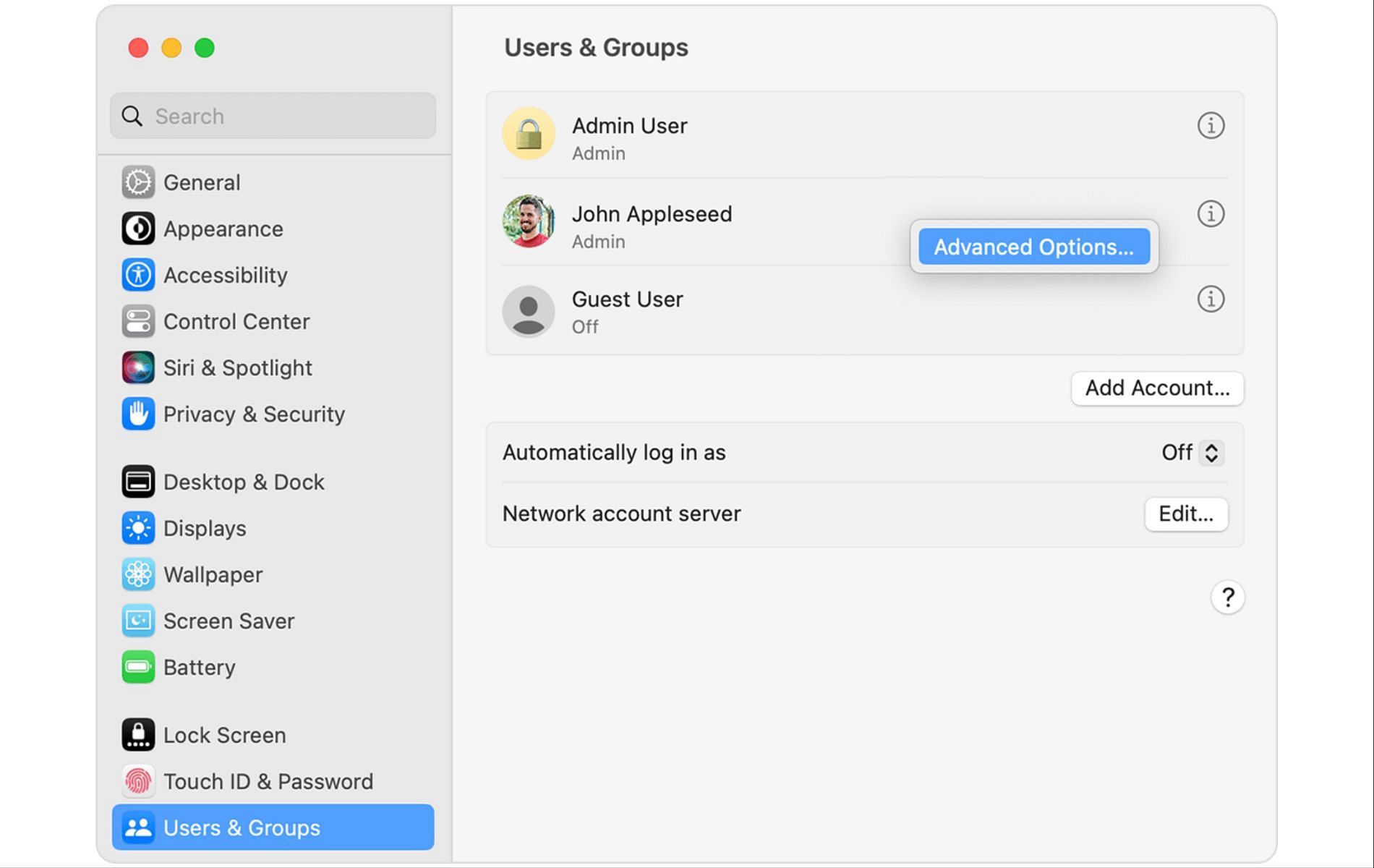 User accounts in macOS (Image via Apple)