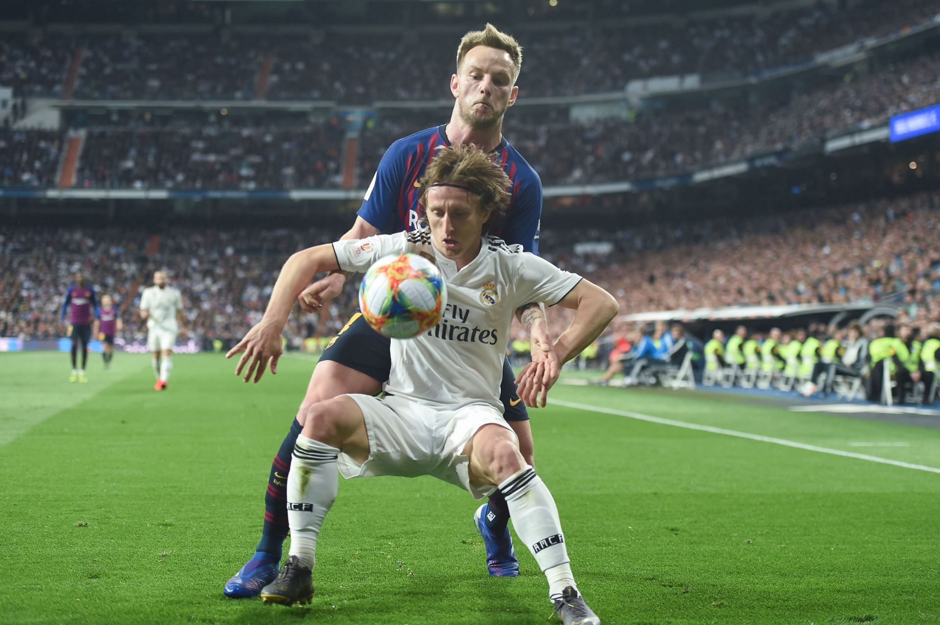 Modric (front) picked compatriot Rakitic (behind) in his dream five-a-side team.