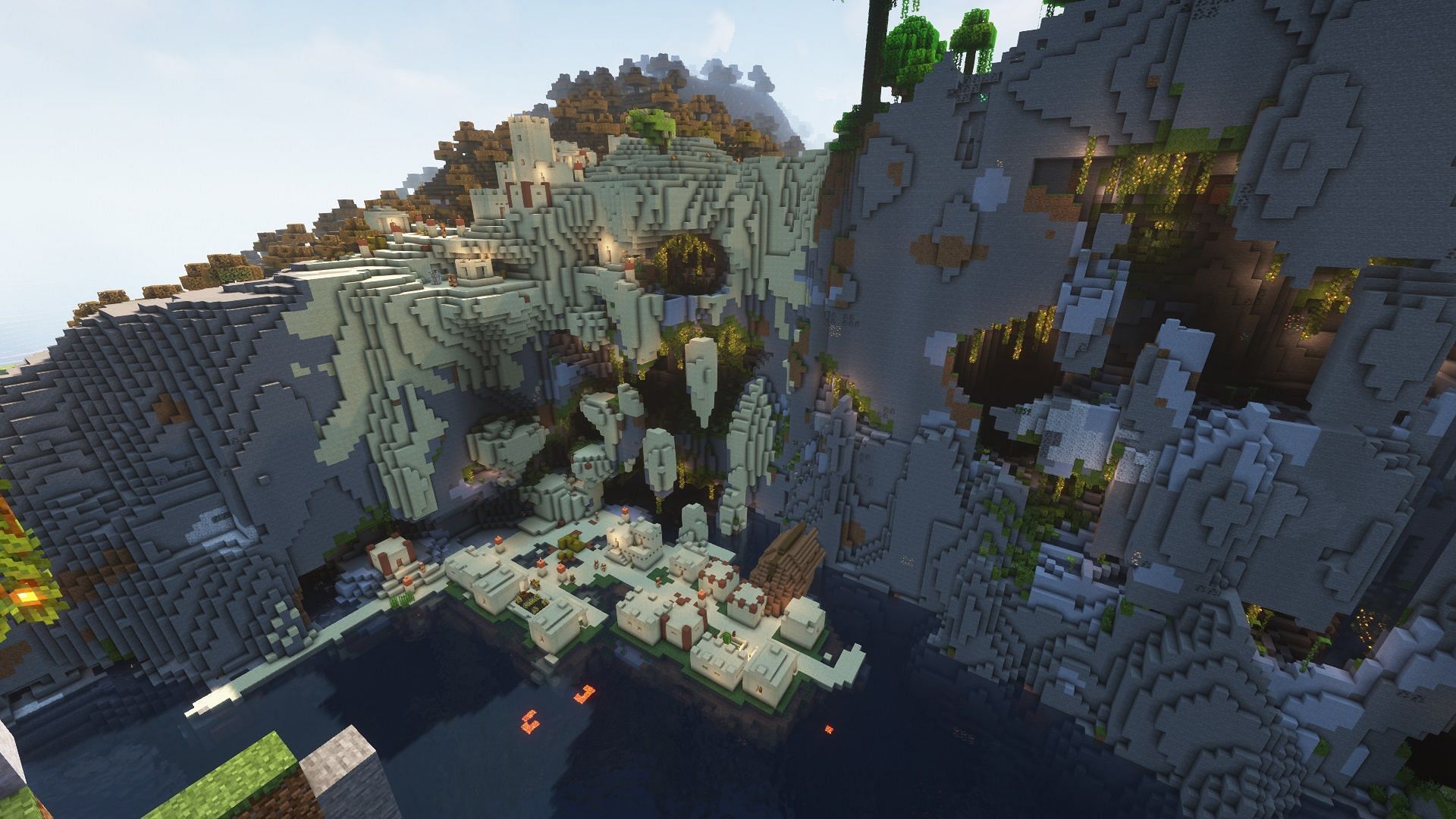 Stony peaks, desert biome village, shipwreck, exposed lush caves, and more (Image via Mojang)