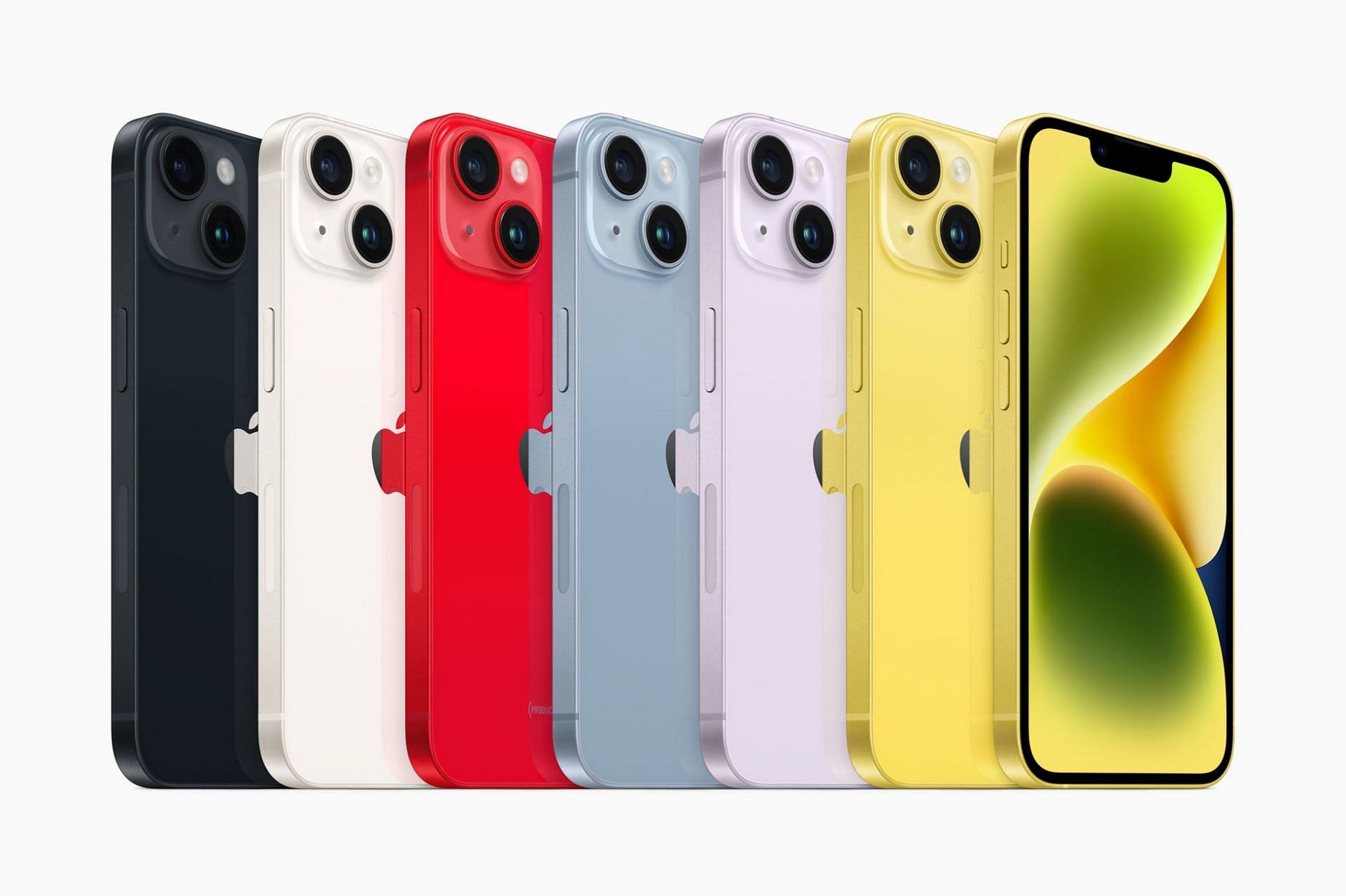 The Apple iPhone 14 is available in multiple colorways (Image via Apple)