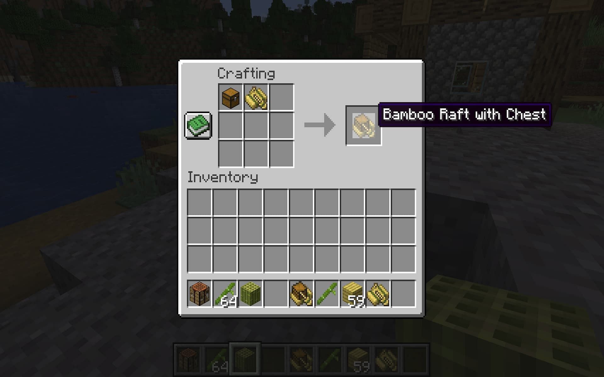 Chests can be added to rafts for increased storage capabilities (Image via Mojang)