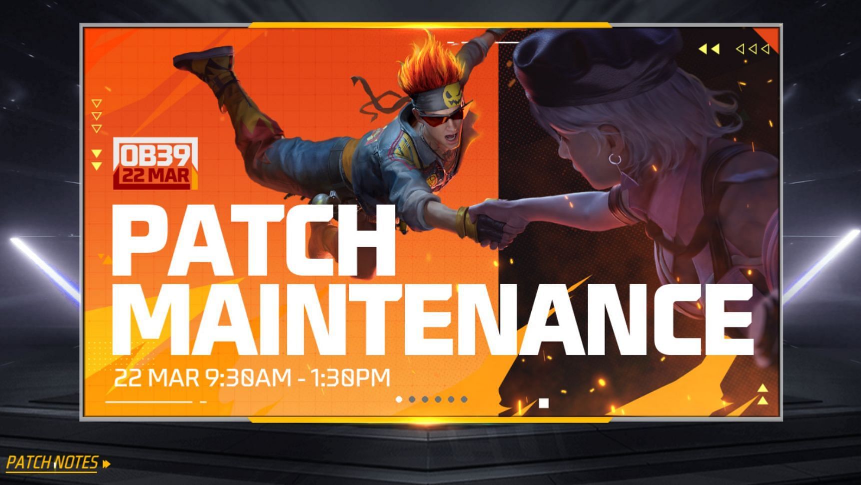 The maintenance break will end at 1:30 pm (IST) (Image via Garena)