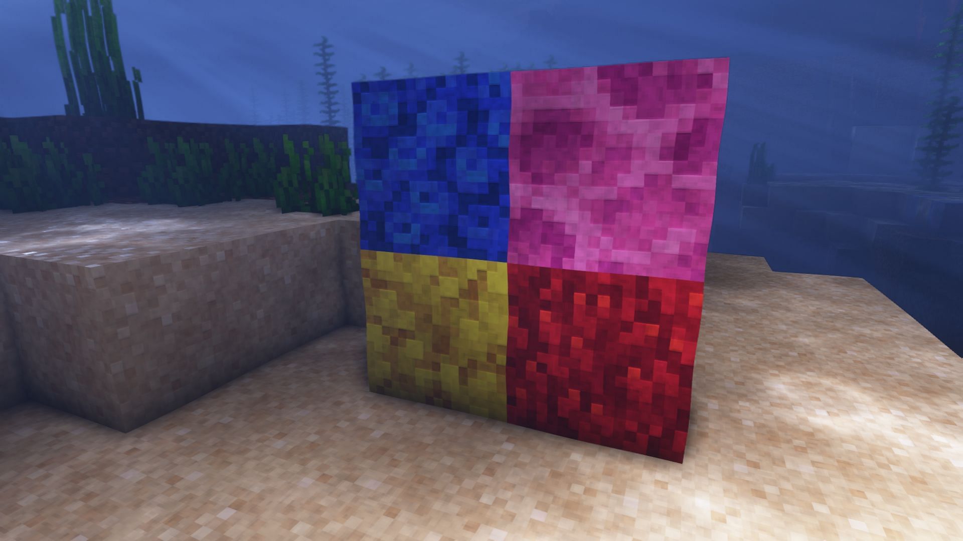 Coral blocks are valid decorative blocks only in underwater builds in Minecraft (Image via Mojang)