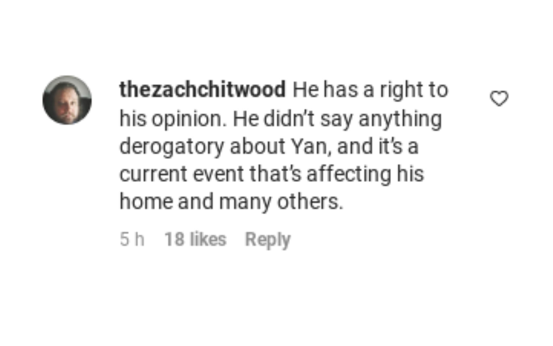 Another fan&#039;s comment